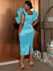 AOMEI Birthday Party Dresses Sky Blue Bodycon Shiny Cocktail Event Gowns for Ladies