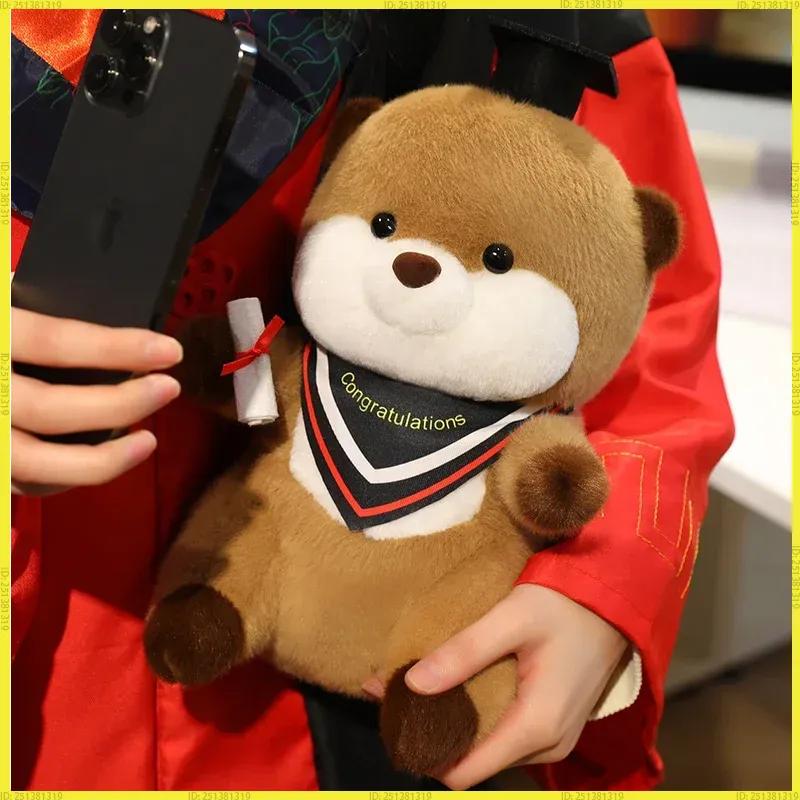 25Cm Cute High Quality Cartoon Sea Otter Plush Doll With Doctor Hat And Diploma Home Decor Graduation Gift For Kids And Students