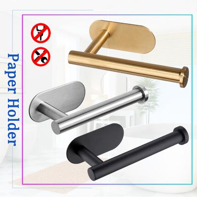 Selbstklebender Papierhalter 304 Edelstahl Gebürstetes Gold Schwarz Poliert Küchen-Toilettenpapier-Handtuchrollenhalter Rack Tissue Hanger