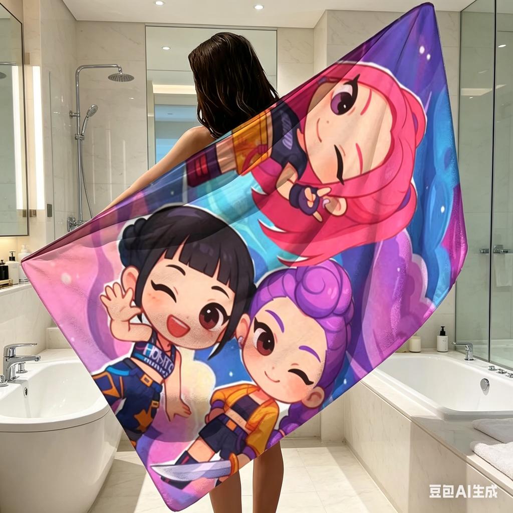 Kawaii Chibi Girls Beach Towel Microfiber Quick Dry Anime Cartoon Bath Towel For Swimming Pool Travel Gym Yoga Towel For Adults