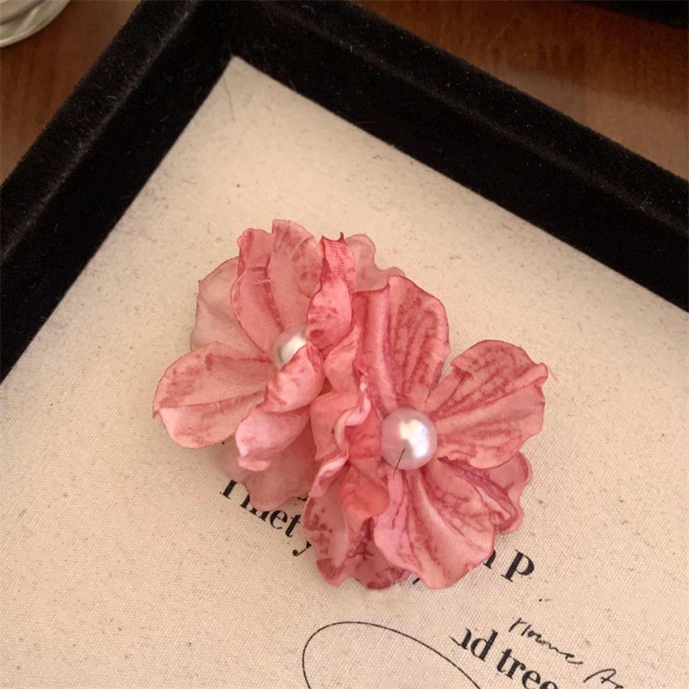 Korean Style Flower Hair Clip Pearl Girl Hair Clip Sweet Silk Flower Hairpin  Seaside
