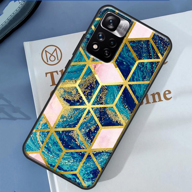 Marble Geometric Case For Xiaomi Redmi 13C 10C 12C 14C Redmi Note 14 13 Pro 12 11 9 10 9S 10S 11S 12S Cover