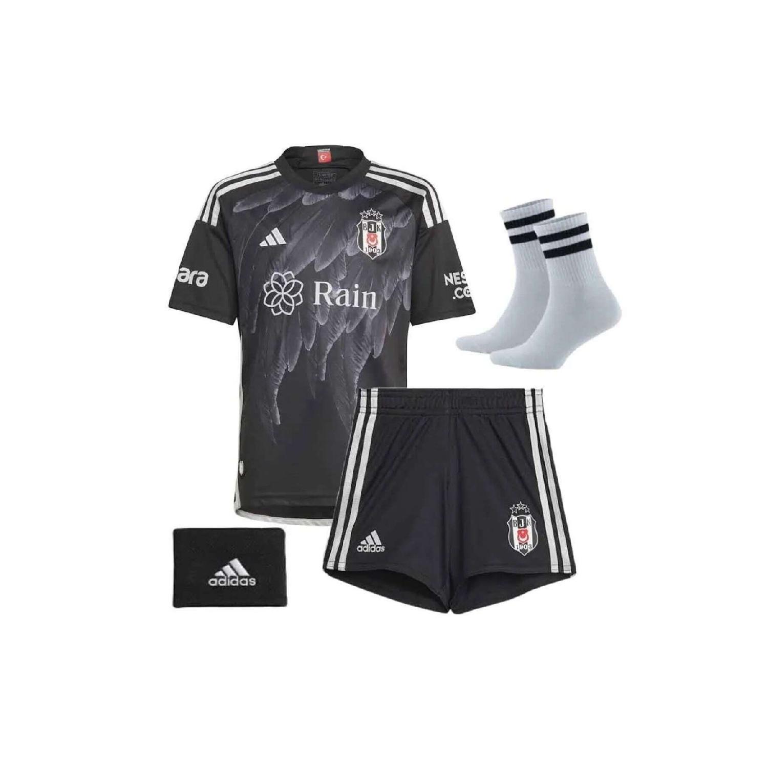 

Черно-белый комплект из 4 детских футбольных майок нового сезона на выезде 6-7 Yaş