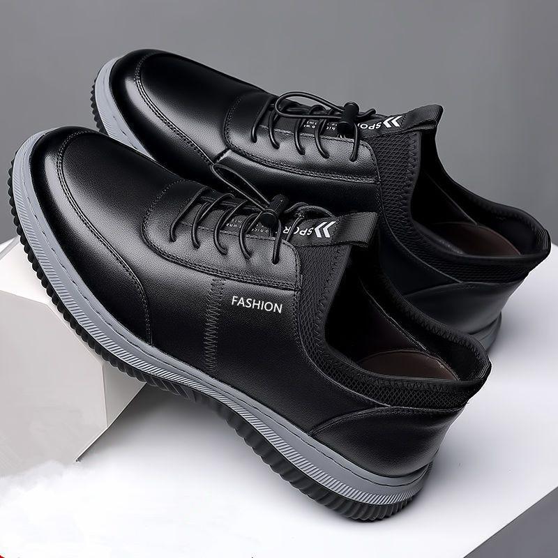 Leather shoes men's versatile trend casual shoes men's British style black leather shoes men's soft-soled outdoor sports shoes