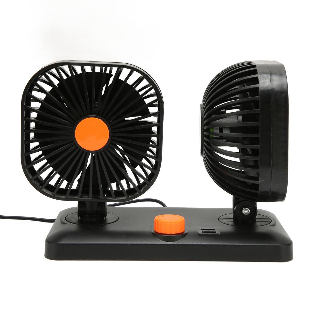 Dual Head Car Cooling Fan High Power 360 Degree Rotatable Quiet Portable Cigarette Lighter Fan for Truck SUV RV ATV Boat