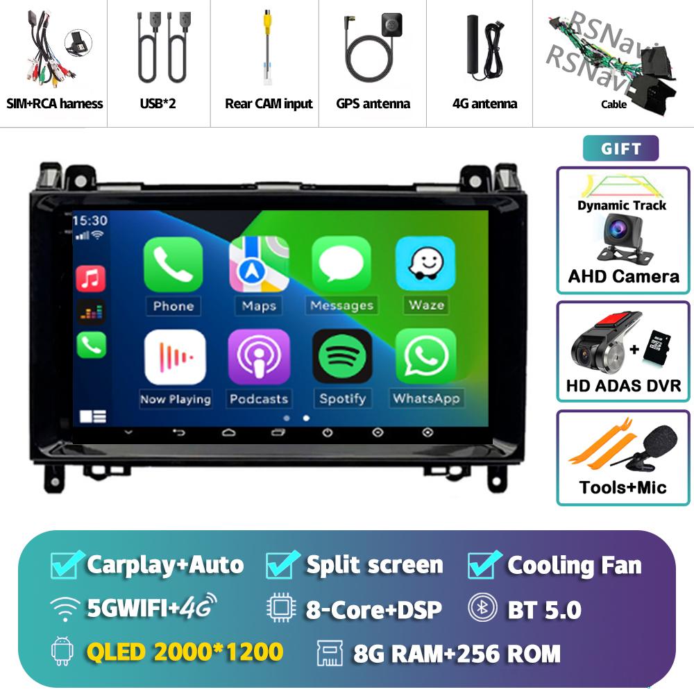 Android 14 Carplay Auto For Benz B200 Car Radio 4G+WIFI Player Multimedia Stereo 360 Camera Navigation Video Head Unit AI Voice
