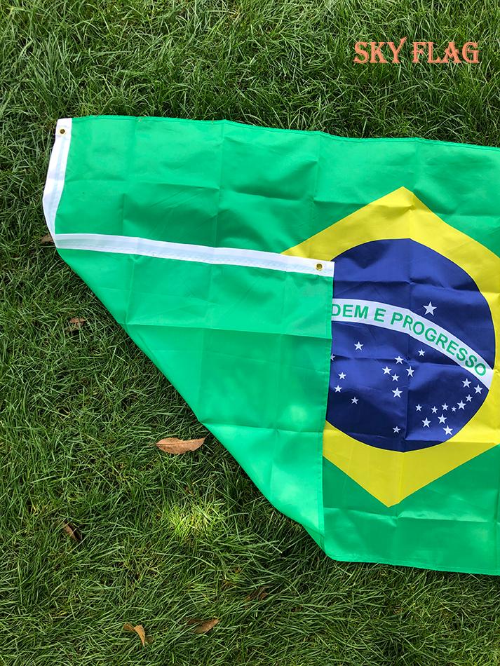 SKY FLAG Bandiera Grande del Brasile 90x150cm da Appendere Poliestere Stampa Digitale Bandiera Banner Brasile Brasileira per Celebrazione