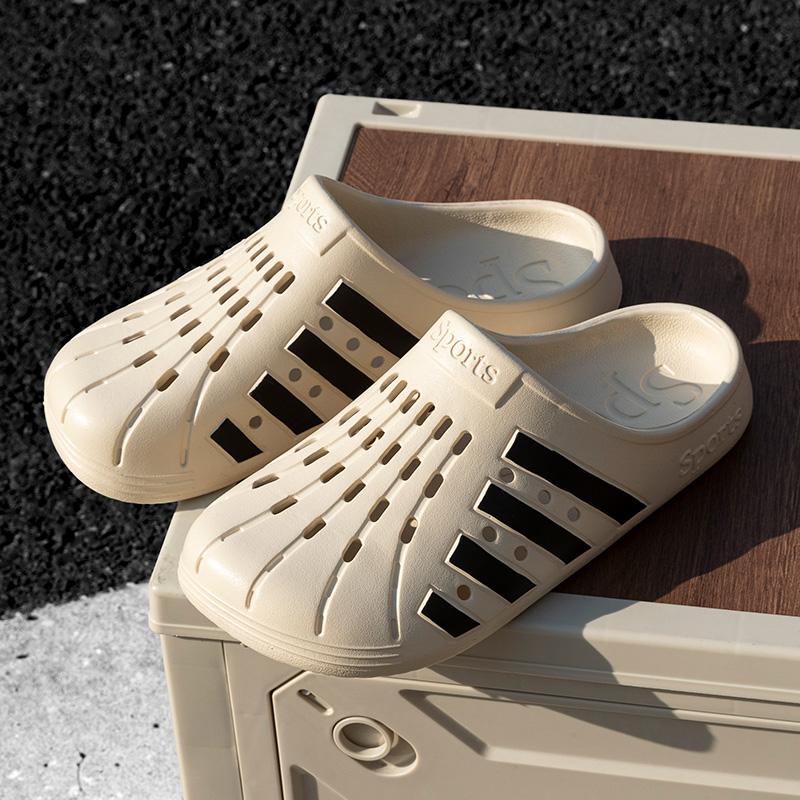 Matching Couple Hole-Pattern Sandals - Waterproof & Breathable Slip-On Slides for Summer, Lightweight Unisex Outdoor Beach Footwear with Flat Sole