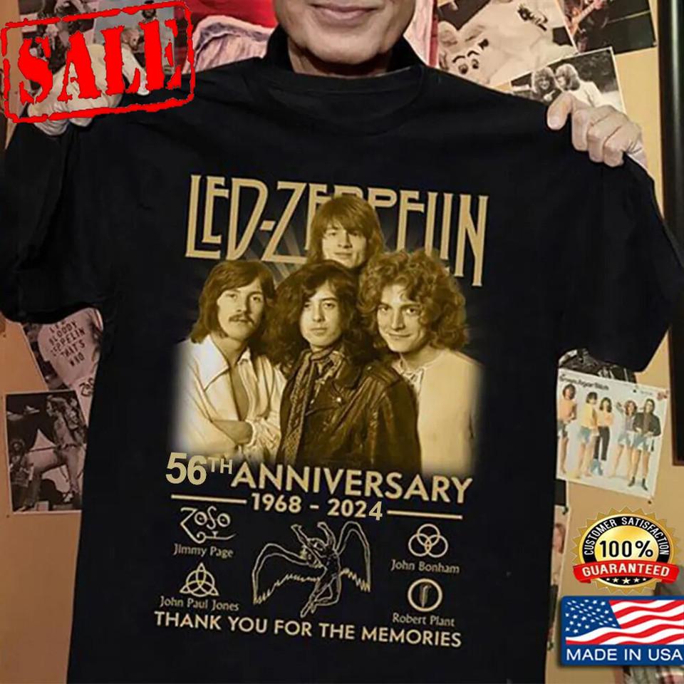 

Led Zeppelin 56-я годовщина 1968-2024 Спасибо за воспоминания Футболка YH394 Унисекс Футболка XXL