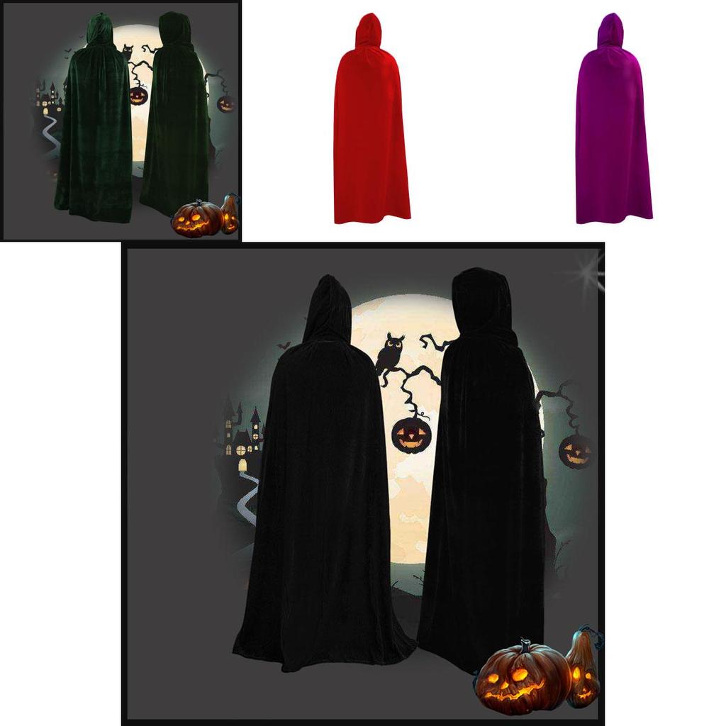Vibrant Velvet Cloak With Hood In Multiple Colors For Halloween Festivities