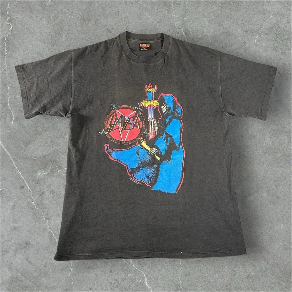 Unisex Short Sleeve Crew Neck Cotton T Shirt Slayer 1992 Spill The Blood Brockum Thrash XXL