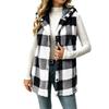 Women's Fashion Plaid Hooded Button-Front Vest Jacket