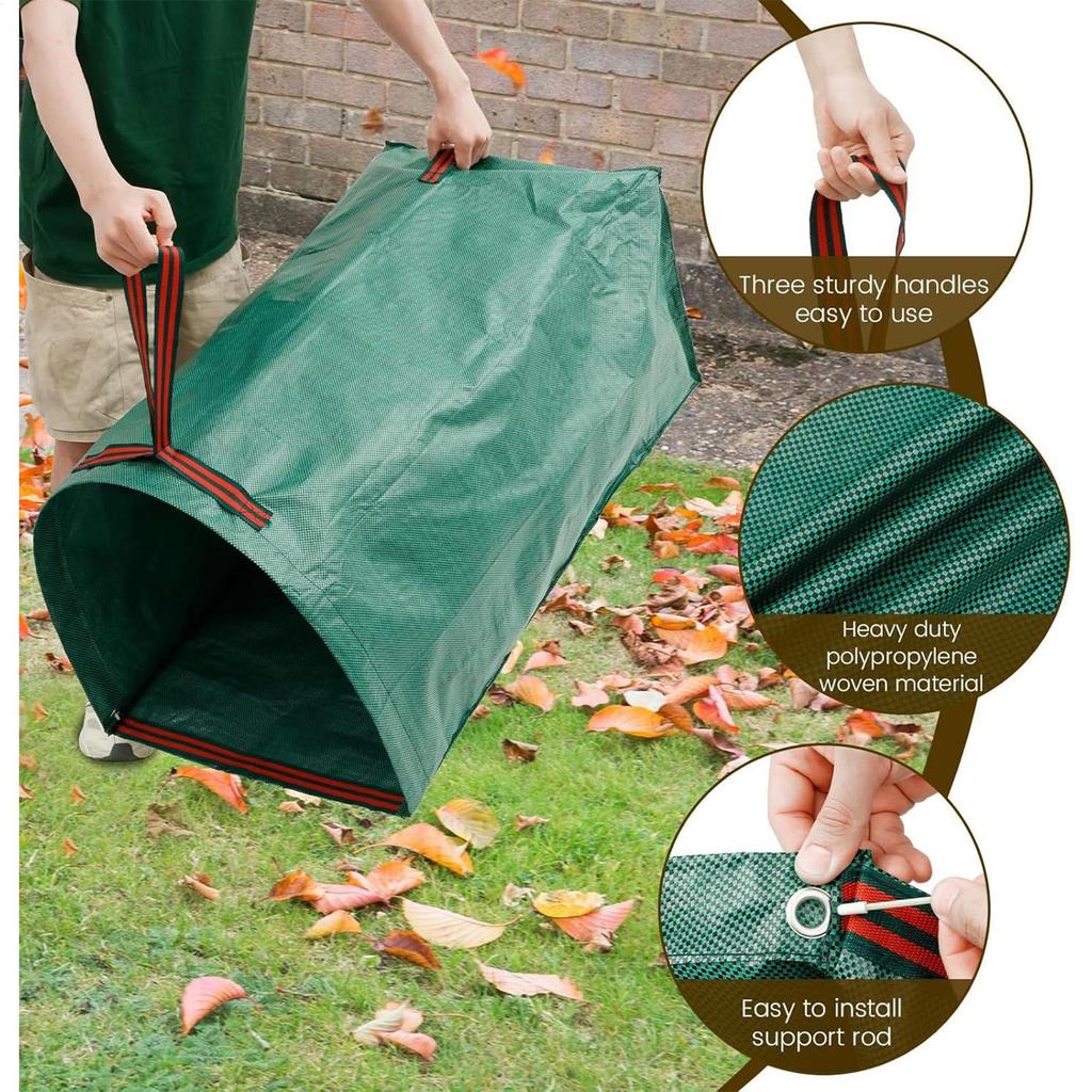 Yard Bags Foldable Stand-Up Container 2 Pieces 270L Portable Yard Garbage Bin For Clippings Branches Debris Landscaping Party