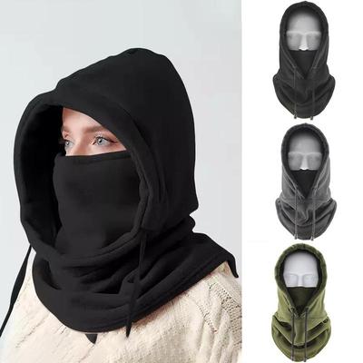 Unisex 3 In 1 Fleece Warm Balaclava Cap Outdoor Face Mask Neck Warm Hooded Hat Men Women Thermal Riding Cycling Beanie Headgear
