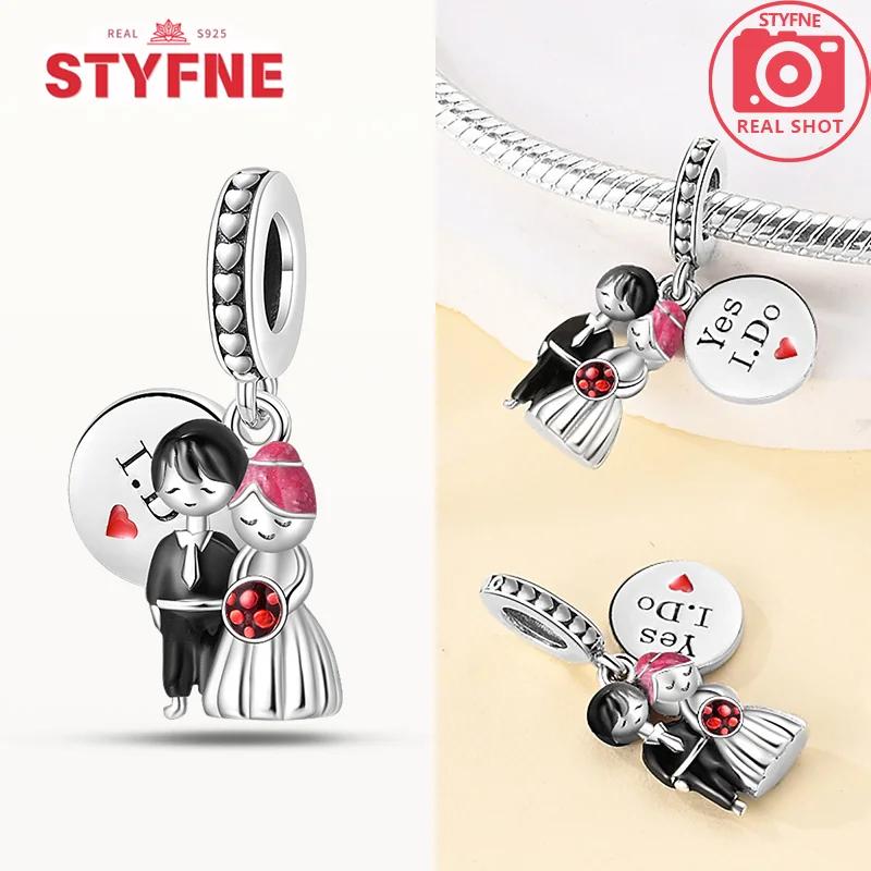 Exquisite Original Couple Love Boy&Girl Dangle Charms Heart Beads Copper Bracelet For Women Diy Jewelry Gift Charms Beads