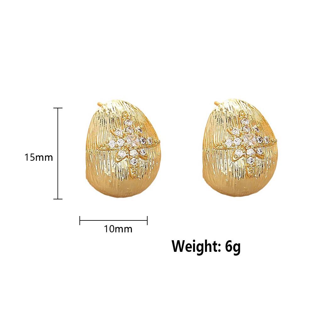 Shiny Zircon Earrings Women Gold Color Eight-Pointed Star Water Drop Stud Earrings Fashion Exquisite Party Daily Jewelry Gifts