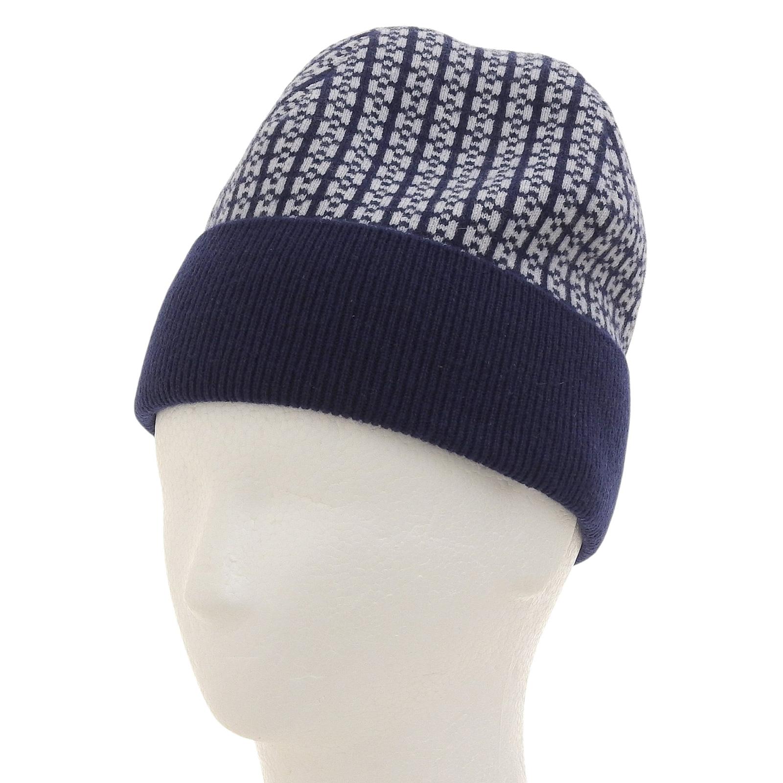 

Бездоганна В язана шапка HERMES BONNET FEMME логотип H Темно-синій кашемір Жіноча M 232019N Б/в