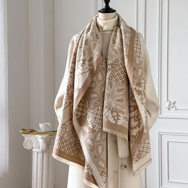 Dual-purpose Imitation Cashmere Scarf, Air-conditioned Room Warm, Cashew Texture Fashion Shawl, Autumn and Winter Thickened Warm Scarf