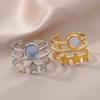 Vintage Opal Rings For Women Man Stainless Steel Sun Rings Moonstone Ring Accessories Jewelry Gift Best Friend Mom Bijoux Size 7