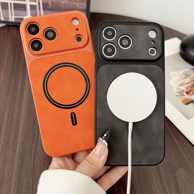 For MagSafe Magnetic Wireless Charging Soft TPU+Artificial Leather Phone Case For iPhone 17 Pro Max 15 13 14 16 Pro Max Cover