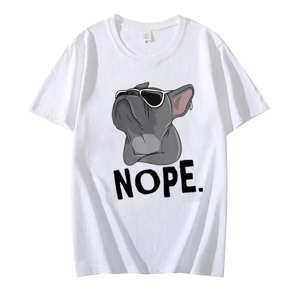 

Футболки с принтом «Французский бульдог» Nope, хип-хоп, уличная одежда, футболки больших размеров для женщин и мужчин, модная одежда для мужчин и женщин, топы 2000 года XXXXXL белый