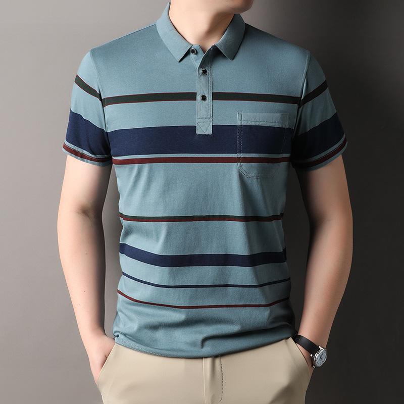 

Мужская футболка-поло в полоску с отложным воротником, с короткими рукавами, повседневный свободный топ 4XL