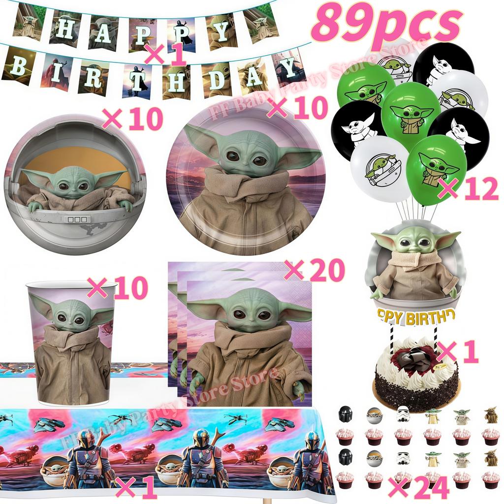 Star Waring Yoda Baby Theme Birthday Party Decoration Plate Napkin Cup Balloons Banner for Boys Favor Baby Shower Supplies Gifts