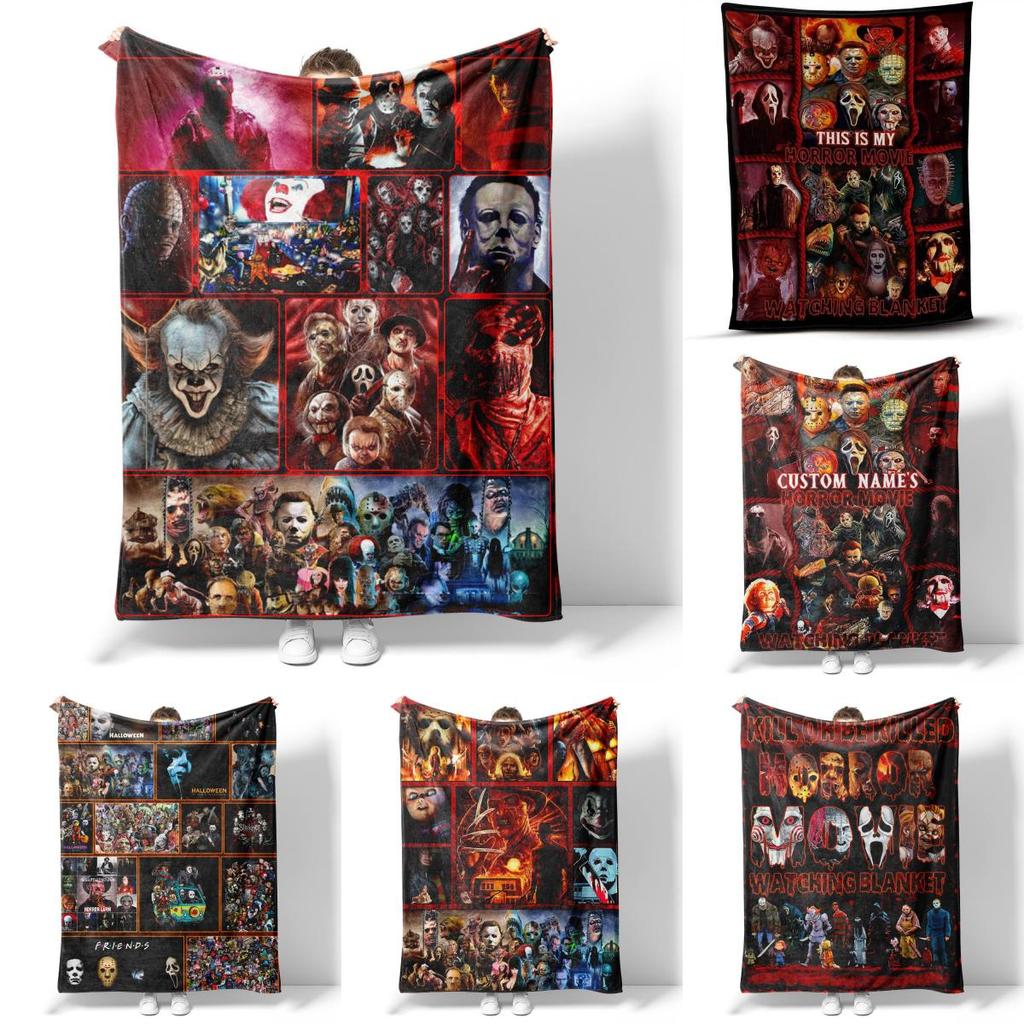 Horror Movie Watching Blanket Halloween Decorations Soft Home Warm Bedspreads