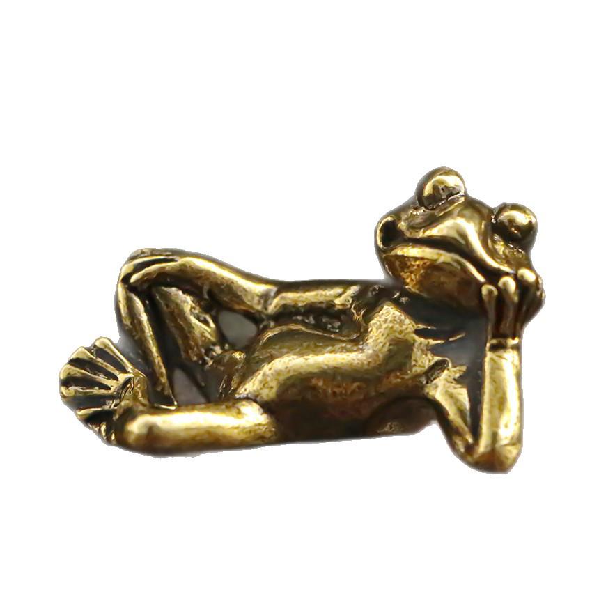 Retro Brass Sleeping Beauty Frog Sculpture - Bronze Handmade Desk Ornament