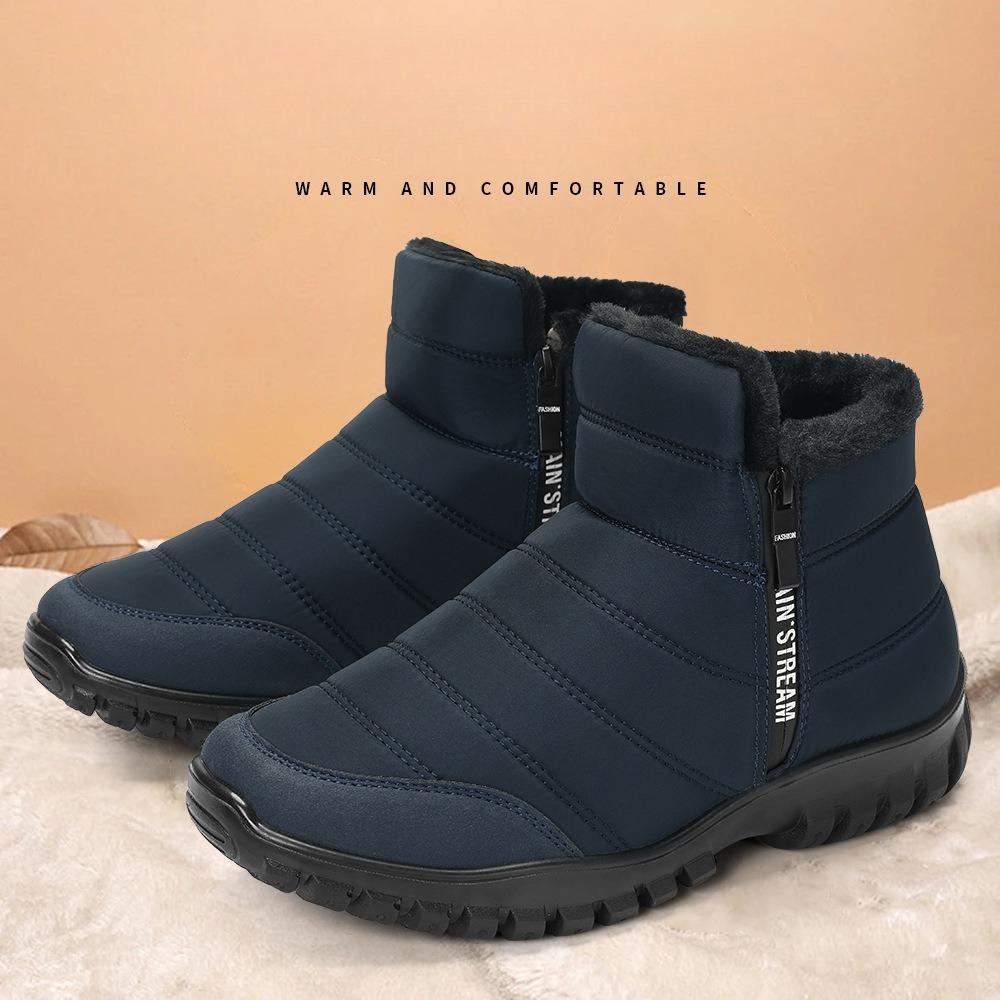 Winter New Men's Snow Boots Warm Cotton Shoes Waterproof Men's Boots Fluffy Ankle Boots Zip Platform Men Shoes Plus Size Botines