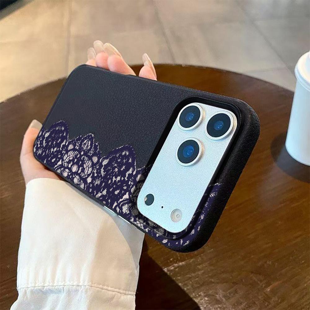 Luxurious Blue Lace Phone Case For IPhone 17 16 16E 15 14 13 12 11 Pro Max Iphone 15 Plus 13 Matte Funda Cover Case