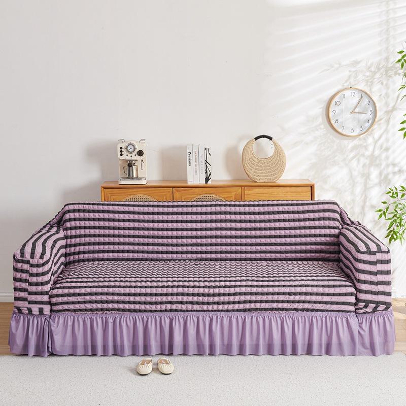 New Style Sofa Cover Seersucker Skirt Model All Inclusive Cover Cloth for All Seasons Lazy All Inclusive Full Cover Elastic Cover