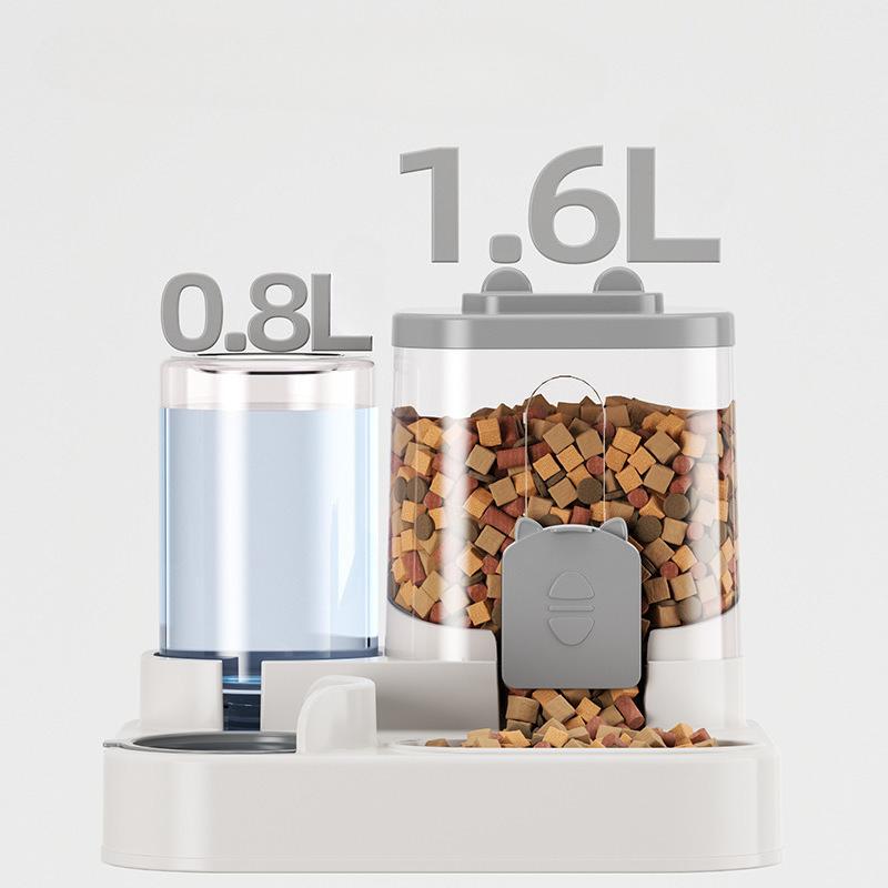 2026 New Automatic Pet Feeder and Water Dispenser Combo Dry Wet Separation Cat Bowl Dog Food Waterer with 1600ML Capacity