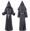 Medieval Monk Robe Monk Costume Halloween Cosplay Priest Wizard Hooded Multicolor Cape Cloak Waist Rope Cross Ornament Sets