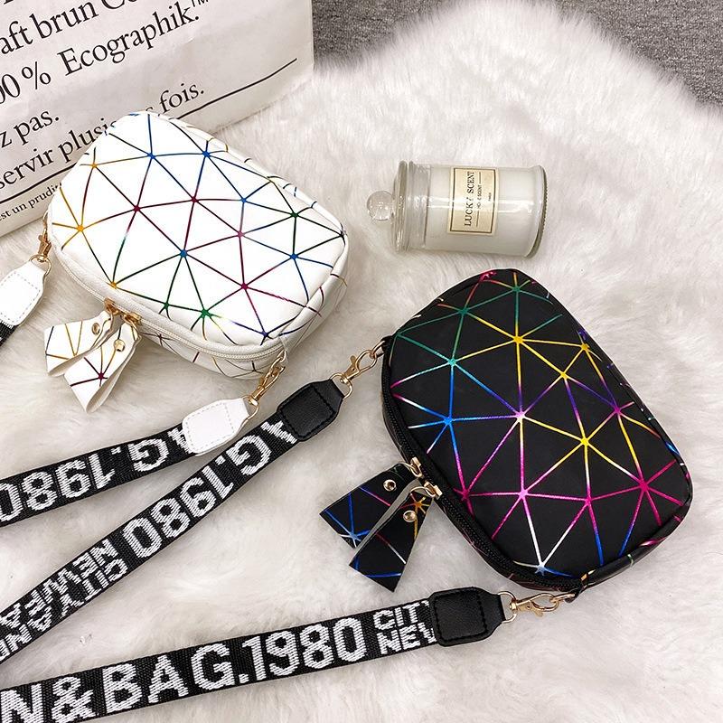 Girls cosmetic bag ladies bag bag women's bag printed wide shoulder strap small bag women's messenger bag