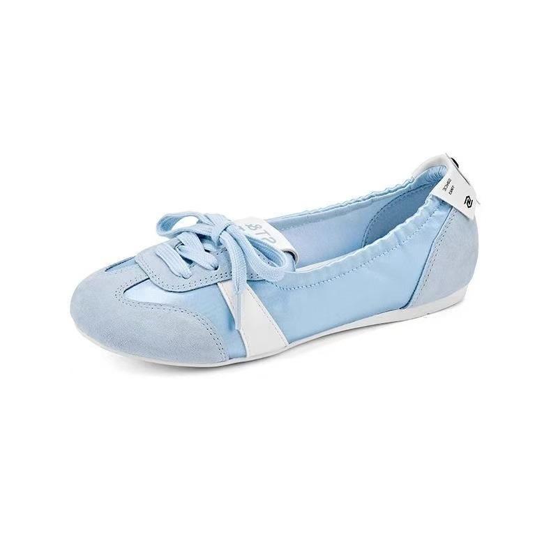 

Retro ballet sneakers women s flat summer new lace-up breathable one-pedal fashion single shoes 41 синий