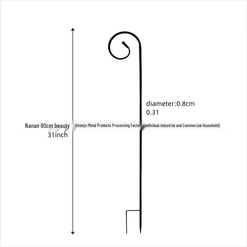 TEMU Rustproof Wrought Iron Shepherd's Double Hook Garden Bracket for Courtyard Lawn.