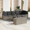 9-Piece Garden Sofa Set with Grey Cushions Poly Rattan 3345762