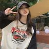 American Retro Women's Black & White Color Block Raglan Sleeve Top - Long Sleeve, Autumn/Winter Design