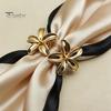 Commuting Scarf Accessory Rings for Women, Metal Flower Ring Buckle And Slides, Shirt Five Petal Tightener Ties Clip Silk Scarf, Shawl, Blouse,