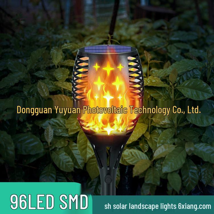 Solar RGB Flame Light, Waterproof Outdoor Lawn Lamp with 96 LED and 20 LED Options