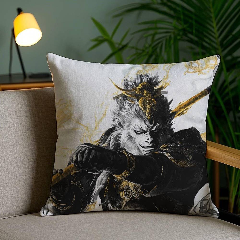 Black Myth Wukong Pillow Case Home Dorm Chair Back Short Plush Double-sided Printing Office Nap Time Cushion Cover