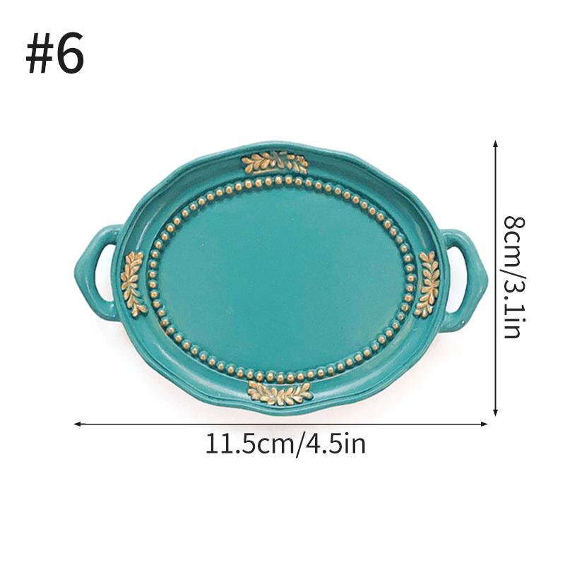 European Retro Storage Tray Resin Candle Jewelry Earrings Display Jewelry Storage Decoration Tray Resin Dish Plate Photo Props
