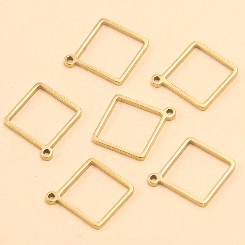 Stainless Steel Geometric Charm Molds: 10 Models & 2 Colors - Pentagram, Rhombus, Circle, Water Drop, Moon Pendants