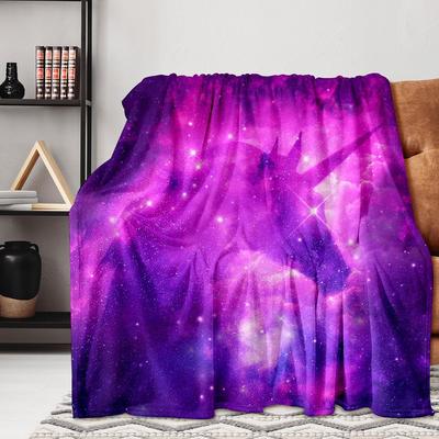 Galaxy Unicorn Blanket Soft Fleece Throw Fantasy Design Kids Room Decor Dreamy Home Decoration