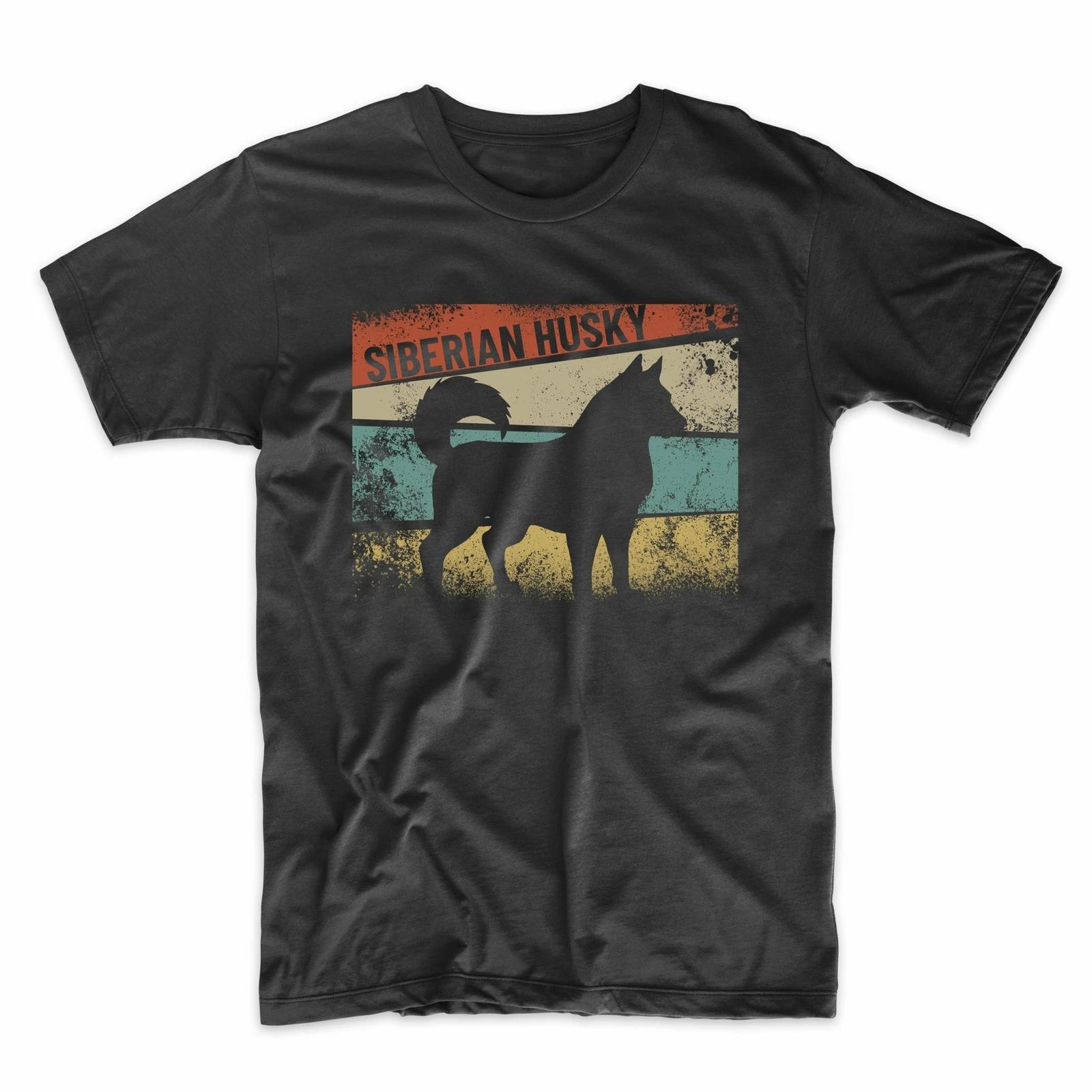 Men s Siberian Husky Shirt - Retro Style Siberian Husky Dog Owner T-Shirt M