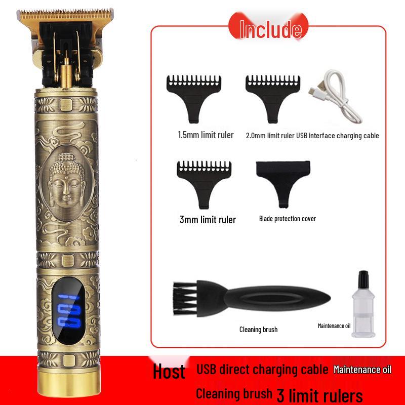 T9 Bald Electric Hair Clipper - Professional Rechargeable Engraving & Oil Head Shaver