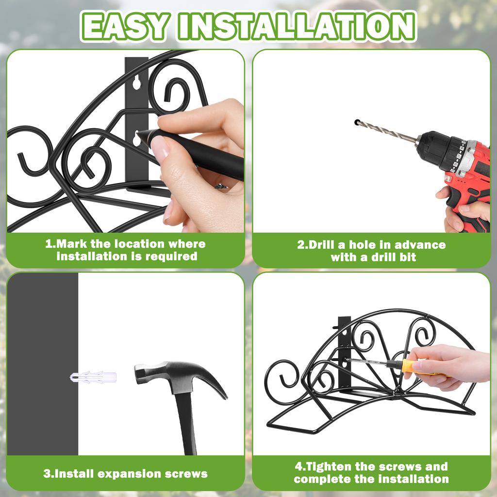Garden Hose Holder Wall Mount Water Hose Hanger Storage Heavy Duty Metal for Equipment Tools Ropes Outside Organizer Rack