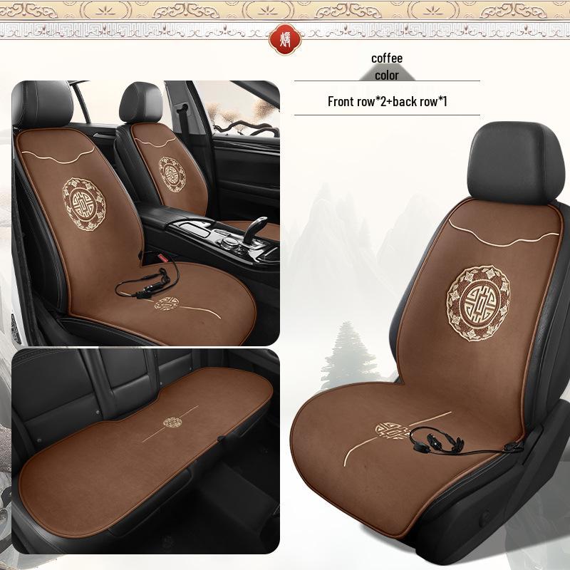 Set di Tappetini Riscaldanti per Sedili Auto Invernali 12V: Peluche, Elettrico, 3 Pezzi Stile Nazionale