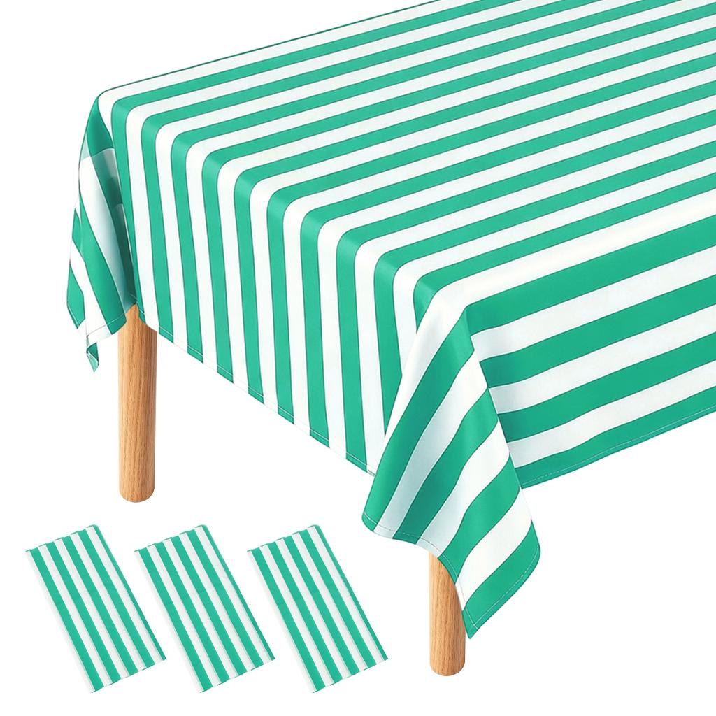 3Packs Striped Table Cloths 54 x 108 Inches Rectangle Plastic Tablecloth Waterproof Table Cover for Dining Birthday Party Picnic